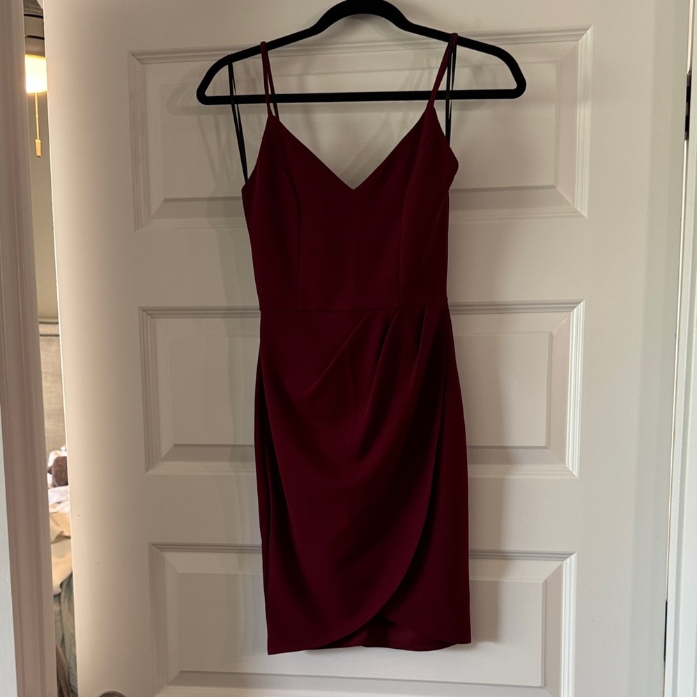 Lulu's Burgundy Mini Dress with Spaghetti Straps